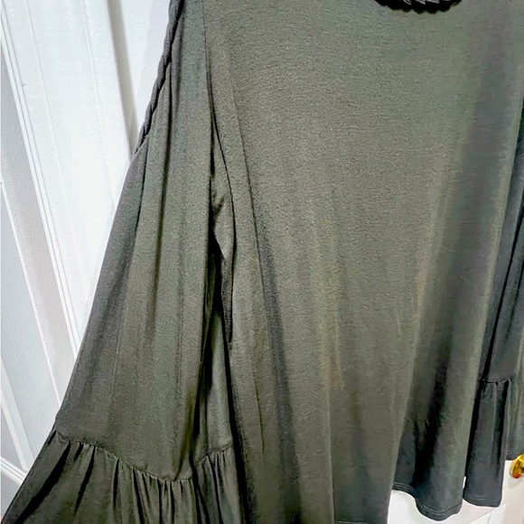 CHICOS SIZE 1 WOMENS GREEN BLOUSE LONG SLEEVES - Picture 4 of 10